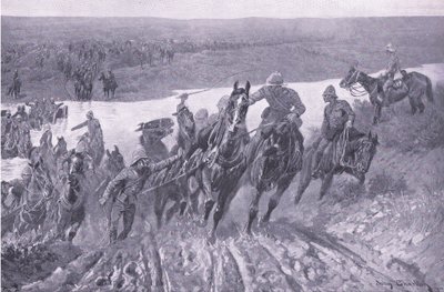 Tykistö ryöstää kaledonia Kareepoort Driftissä, kuva elokuvasta After Pretoria: The Guerilla War, 1902 tekijältä John Charlton