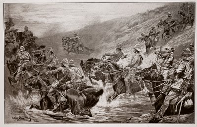 The Dash for Kimberley – 10th Hussars Crossing Clip Drift, G.D. Gilesin (fl.1890) luonnoksen jälkeen tekijältä John Charlton