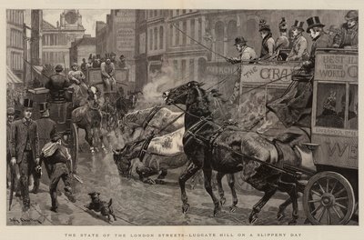 London Streetsin osavaltio, Ludgate Hill liukkaana päivänä tekijältä John Charlton