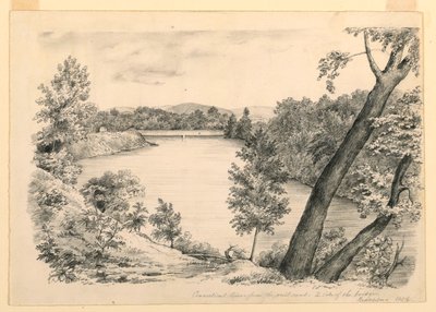 Piirros, Näkymä Conneticut-joelle, lähellä Brattleboroa, Vermont, 1854. tekijältä John Cheney