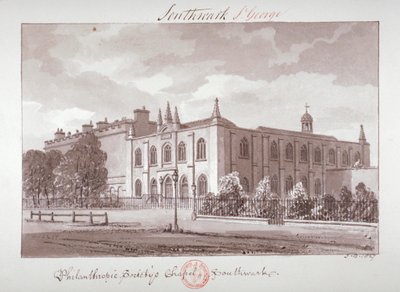 Philanthropic Society Institutionille kuuluva kappeli, London Road, Southwark, Lontoo, 1827 tekijältä John Chessell Buckler