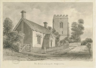Draycott in the Moors - School: seepiapiirustus, 1841 tekijältä John Chessell Buckler