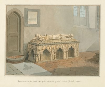 Essex - Earls Colnen kirkko - Monumentti, 1824 tekijältä John Chessell Buckler