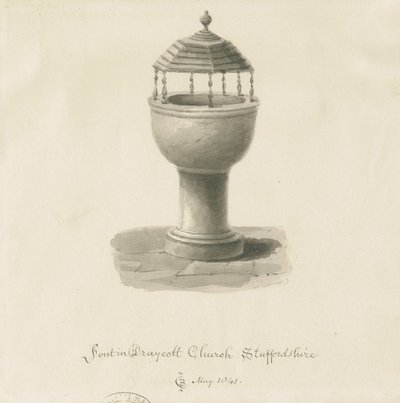 Fontti kirjassa Draycott in the Moors Church: seepiapiirros tekijältä John Chessell Buckler