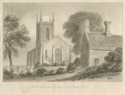 Ipstones Church: seepiapiirustus tekijältä John Chessell Buckler