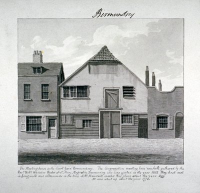 Pyhän Maria Magdalenan kokoushuone Court Yardissa, Bermondsey Square, Lontoo, c1828 tekijältä John Chessell Buckler