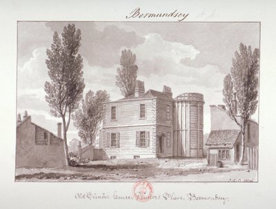 "Old Printers House, Printers Place, Bermondsey", Lontoo, 1826 tekijältä John Chessell Buckler