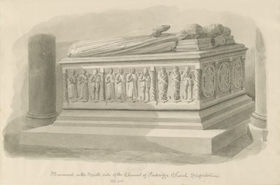 Penkridge Church - [Edward Littletonin] hauta: seepiapiirros tekijältä John Chessell Buckler