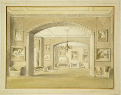 Kuvagalleria Tabley Housessa, 1809 (wc kynällä paperilla) tekijältä John Chessell Buckler