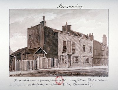 Näkymä taloista Snowsfieldsin eteläpuolella, Bermondsey, Lontoo, 1828 tekijältä John Chessell Buckler