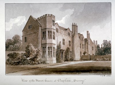 "Näkymä Manor Housesta Claphamissa, Surreyssa", 1823. tekijältä John Chessell Buckler