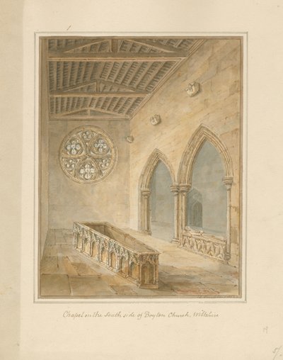 Wiltshire - Boytonin kirkko - Kappeli, 1812 tekijältä John Chessell Buckler