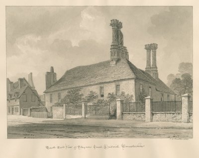 Worcestershire - Droitwich - Staynors Court: seepiapiirros, 1833 tekijältä John Chessell Buckler