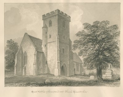 Worcestershire - Hampton Lovett Church: seepiapiirustus, 1833 tekijältä John Chessell Buckler