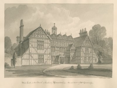 Worcestershire - Hanbury - Meer Hall: seepiapiirros tekijältä John Chessell Buckler