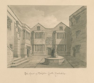 Yorkshire - Skipton Castle: seepiapiirros tekijältä John Chessell Buckler