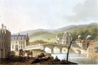 Old Bridge, teoksesta "Bath Illustrated by a Series of Views", kaivertanut John Hill (1770-1850) pubi. kirjoittanut William Miller tekijältä John Claude (after) Nattes
