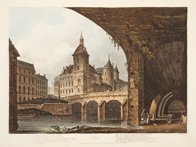 Näkymä Pont-au-Change, Tour de lHorloge ja Conciergerie, kuvitus Versailles