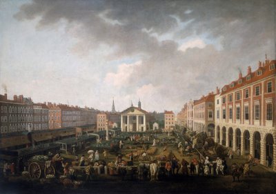 "Covent Garden Piazza and Market", c1775 tekijältä John Collet