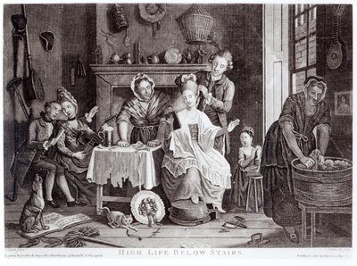 High Life Below Stairs, kaiverrettu Caldwellin toimesta, julkaistu 1772. tekijältä John Collet
