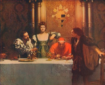 Lasillinen viiniä Caesar Borgian kanssa, 1893, 1914 tekijältä John Collier