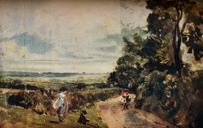 A Country Road puita ja hahmoja recto, Willy Lotts House verso, c1830. tekijältä John Constable