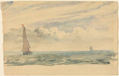 Merimaisema, jossa on kaksi purjevenettä tekijältä John Constable