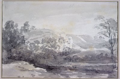 Näkymä Derbyshiressä (yksivärinen akvarelli) tekijältä John Constable