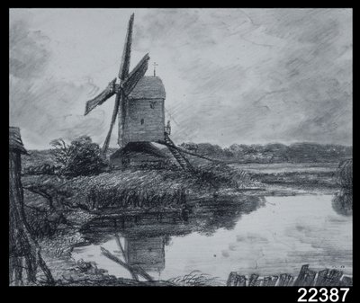 Mylly Stour-joen rannalla (hiili paperille) tekijältä John Constable