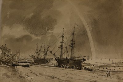 Brighton Beach sateenkaaren kanssa: 1792 (vesiväri paperille). tekijältä John Constable