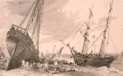 Brightonin rannikkomaisema kahdella laivalla etualalla, 30. toukokuuta 1828 tekijältä John Constable