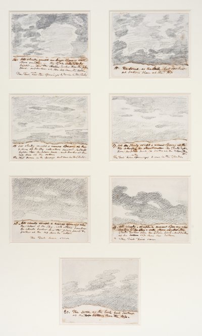 Pilvitutkimuksia (Alexander Cozensin "Engravings of Skies" -teoksen mukaan), noin 1822-23 (grafiitti paperille). tekijältä John Constable