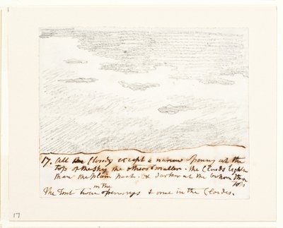 Pilvitutkimus (Alexander Cozensin "Engravings of Skies" -teoksen mukaan), noin 1822-23 (grafiitti paperille). tekijältä John Constable