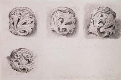 Corbels in Solihull Church, Warwickshire (piirustus) tekijältä John Constable