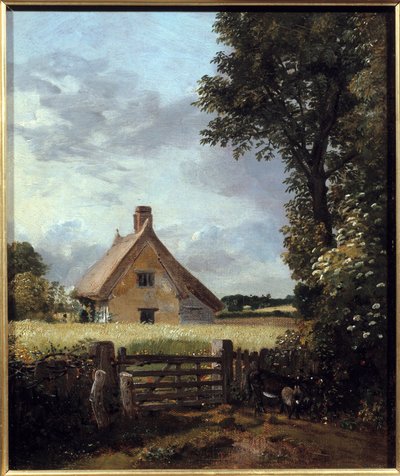 Mökki vehnäpellolla. John Constablen (1776-1837) maalaus tekijältä John Constable