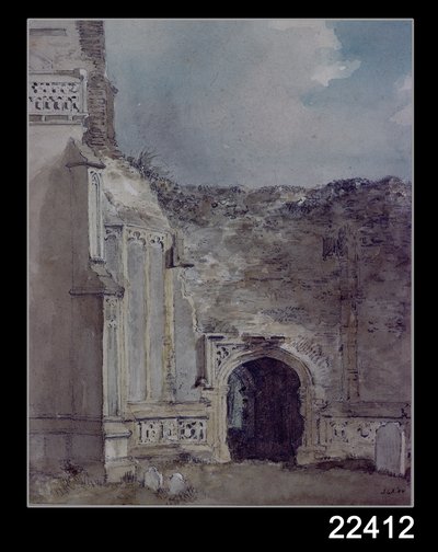East Bergholtin kirkko: Raunioituneen tornin pohjoinen kaari tekijältä John Constable