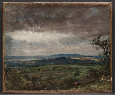 Hampstead Heath, Looking Toward Harrow, c. 1821 (öljy paperille, kiinnitetty kankaalle) tekijältä John Constable
