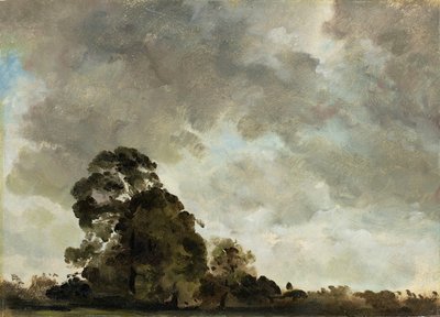 Maisema Hampsteadissa, Tree and Storm Clouds, n. 1821 (öljy paperille asetettu paneeliin) tekijältä John Constable