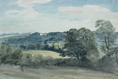 Maisema ja rakennukset kaukana (akvarelli) tekijältä John Constable