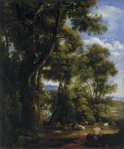 Maisema, jossa on vuohipaimen ja vuohia tekijältä John Constable