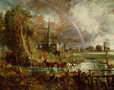 Salisbury Cathedral From the Meadows, 1831 (katso yksityiskohdat 188984-188985) tekijältä John Constable