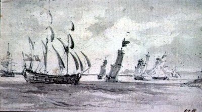 Toimitus Breeze in the Thames tai Medway (grafiitti paperille) tekijältä John Constable