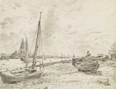 Toimitus Thamesilla, n. 1818 (grafiitti paperilla) tekijältä John Constable
