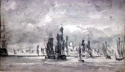 Toimitus pilvisen taivaan alla Thamesissa (grafiitti paperilla) tekijältä John Constable