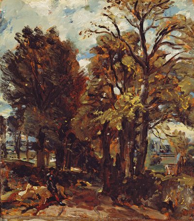 Luonnos kaistasta East Bergholtissa, n. 1810 (öljy kankaalle asetettu paperille) tekijältä John Constable