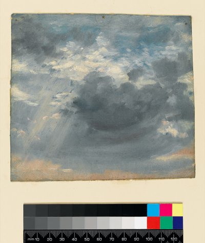 Taivas ja auringonvalon akseli, noin 1822 (öljy paperille). tekijältä John Constable