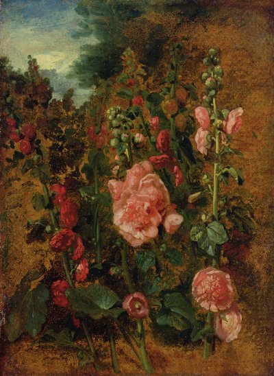 Study of Hollyhocks, n. 1826 tekijältä John Constable