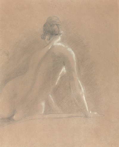 Tutkimus naisen alastonkuvasta takaapäin (liitu paperille) tekijältä John Constable
