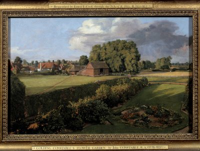 Goldingin konstaapelin puutarha, englantilainen maatilamaisema. John Constablen (1776-1837) maalaus 1815 su. 0,33x0,5 m. Ipswich. Kaupunginvaltuuston museo tekijältä John Constable