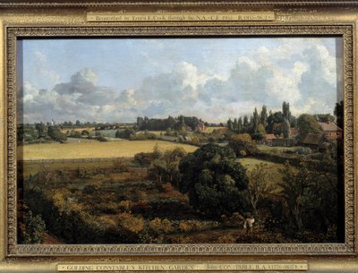 Kasvispuutarha ja hedelmäpuutarha Constable Maisema Englannin maaseudulla. John Constablen (1776-1837) maalaus 1815 Ipswich. Kaupunginvaltuuston museo tekijältä John Constable